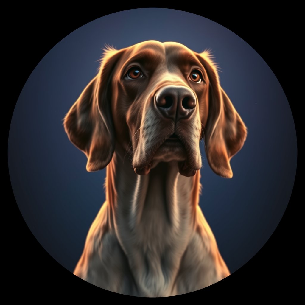 Cosmic medallion portrait of ES73_ES73, a English Setter