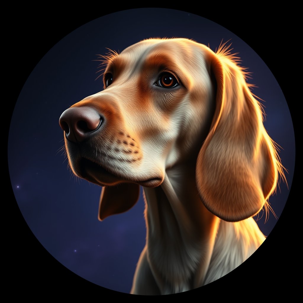 Cosmic medallion portrait of ES7_ES7, a English Setter
