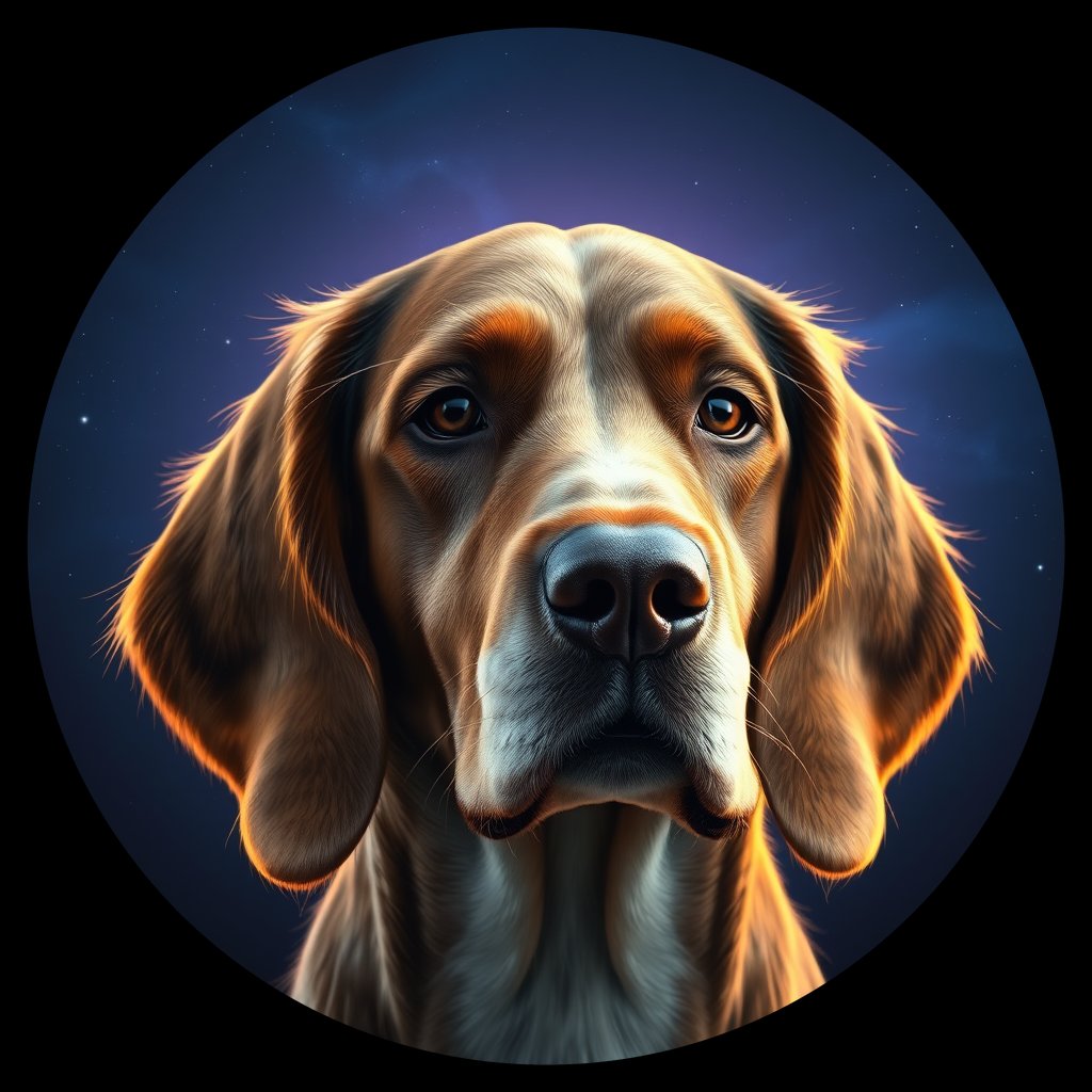 Cosmic medallion portrait of ESt_GT166_ESt_GT166, a English Setter