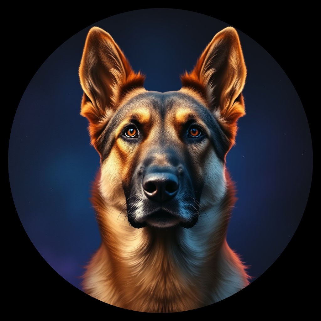 Cosmic medallion portrait of EURA_Eur_0GT182, a Eurasier