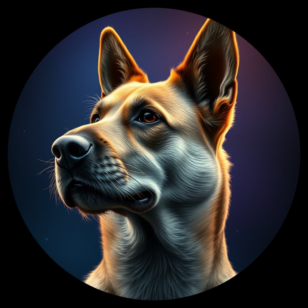 Cosmic medallion portrait of Elk_GT129_Elk_GT129, a Elkhound