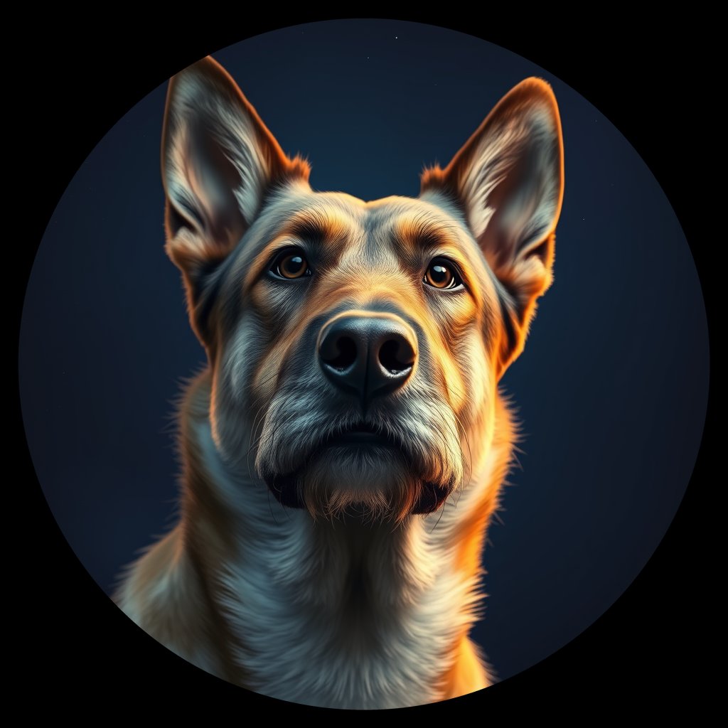 Cosmic medallion portrait of Elk_GT131_Elk_GT131, a Elkhound