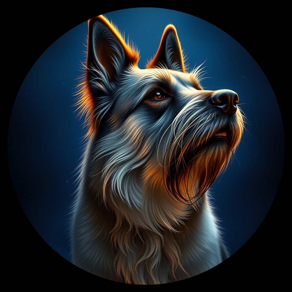 Cosmic medallion portrait of Elk_GT133_Elk_GT133, a Elkhound