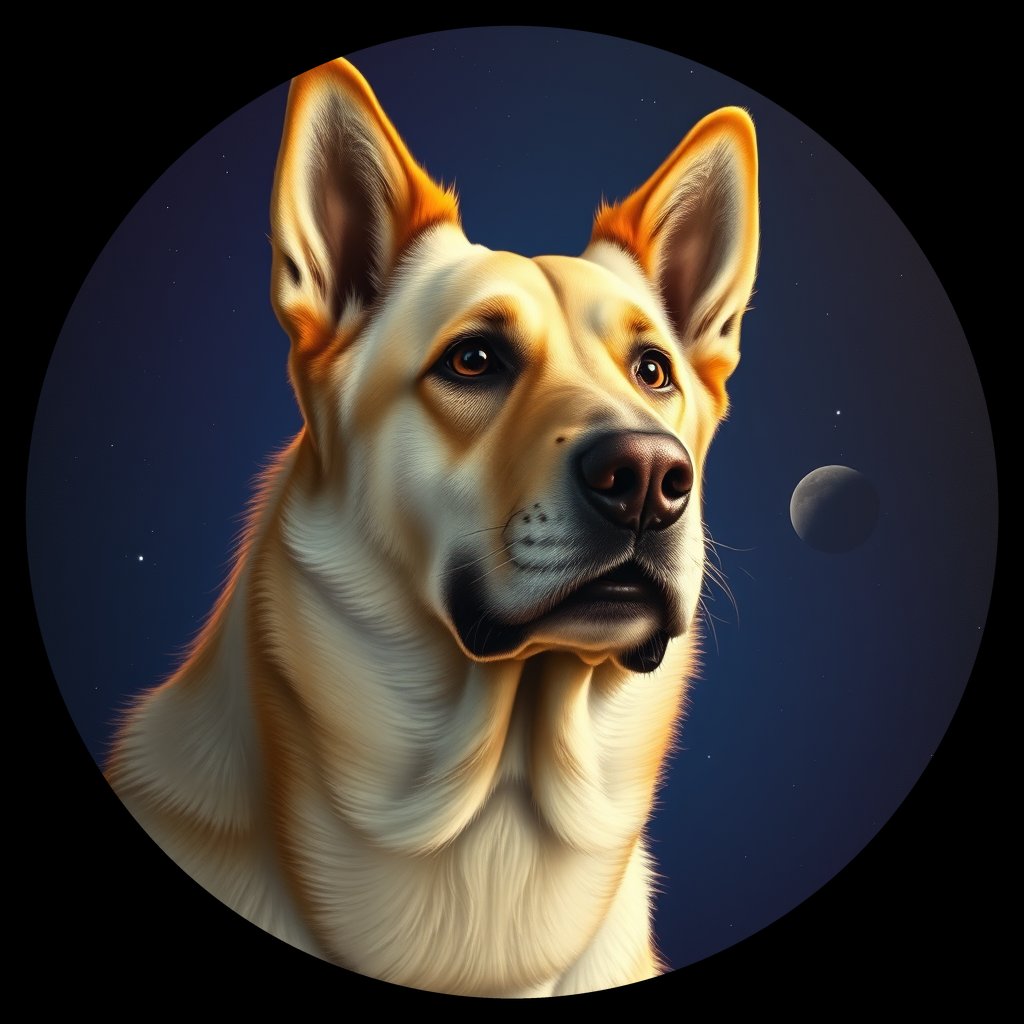 Cosmic medallion portrait of Elk_GT136_Elk_GT136, a Elkhound