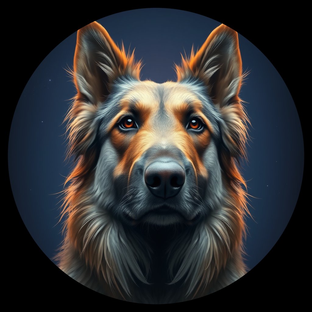 Cosmic medallion portrait of Elk_GT138_Elk_GT138, a Elkhound