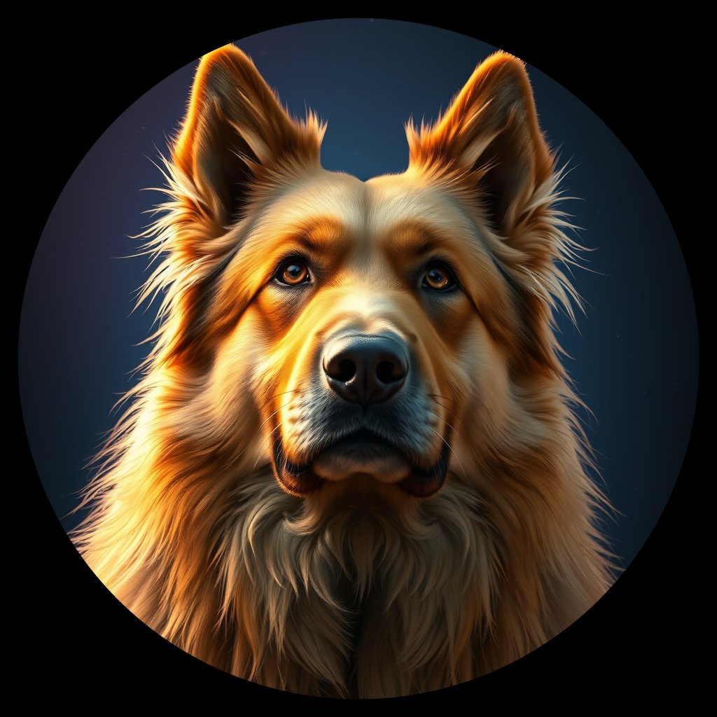 Cosmic medallion portrait of Eur_GT176_Eur_GT176, a Eurasier