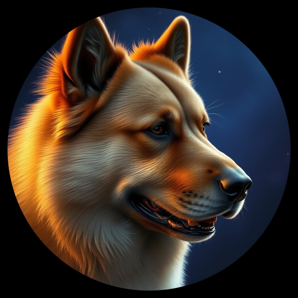 Cosmic medallion portrait of Eur_GT182_Eur_GT182, a Eurasier