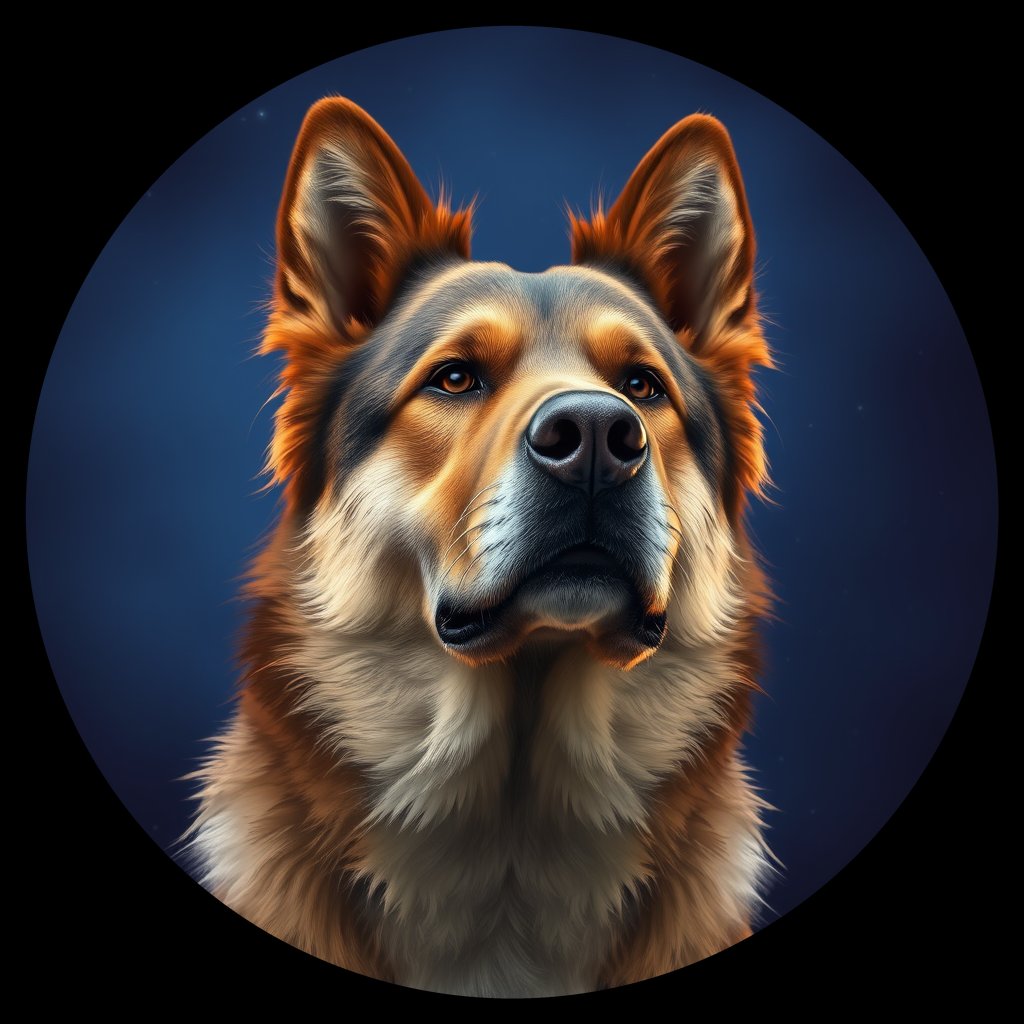 Cosmic medallion portrait of Eur_GT184_Eur_GT184, a Eurasier