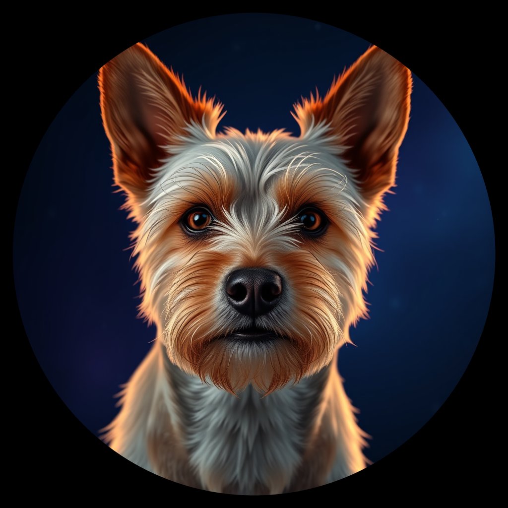 Cosmic medallion portrait of F1-Adora-CT_F1-Adora-CT, a Cairn Terrier
