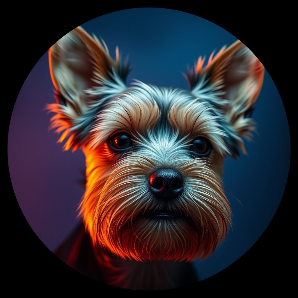 Cosmic medallion portrait of F10-Duncan-Argetsinger-YT_F10-Duncan-Argetsinger-YT, a Yorkshire Terrier