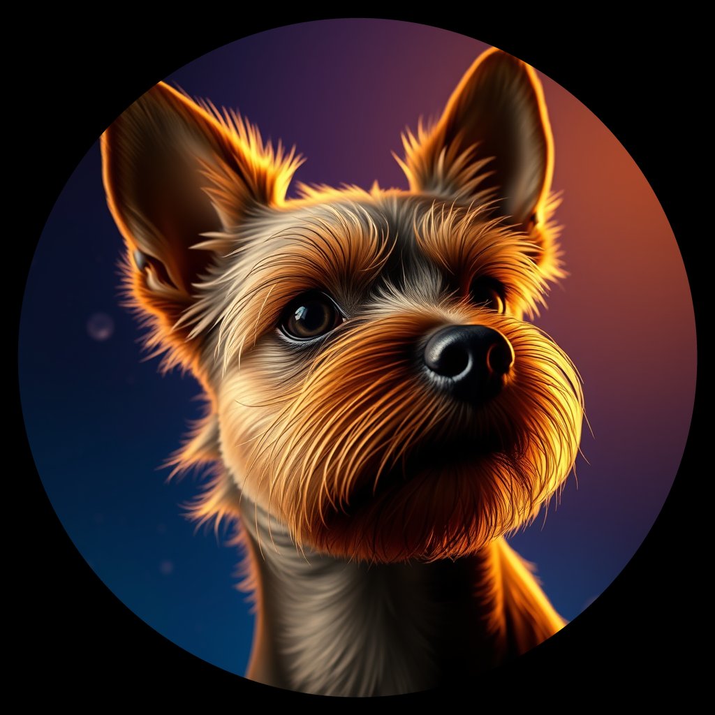 Cosmic medallion portrait of F11-Mia-Mammano-NT_F11-Mia-Mammano-NT, a Norfolk Terrier