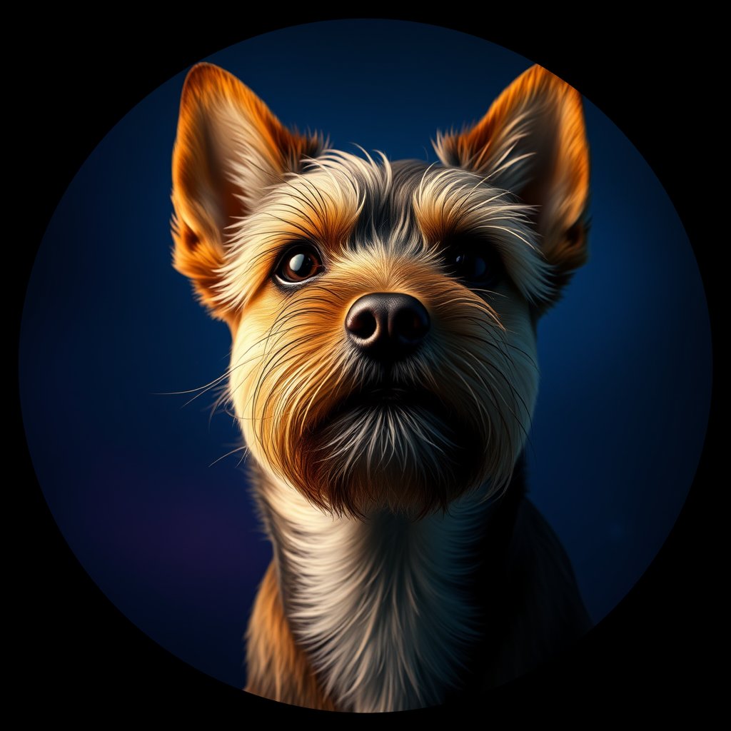 Cosmic medallion portrait of F12-Katie-Tucker-NT_F12-Katie-Tucker-NT, a Norfolk Terrier