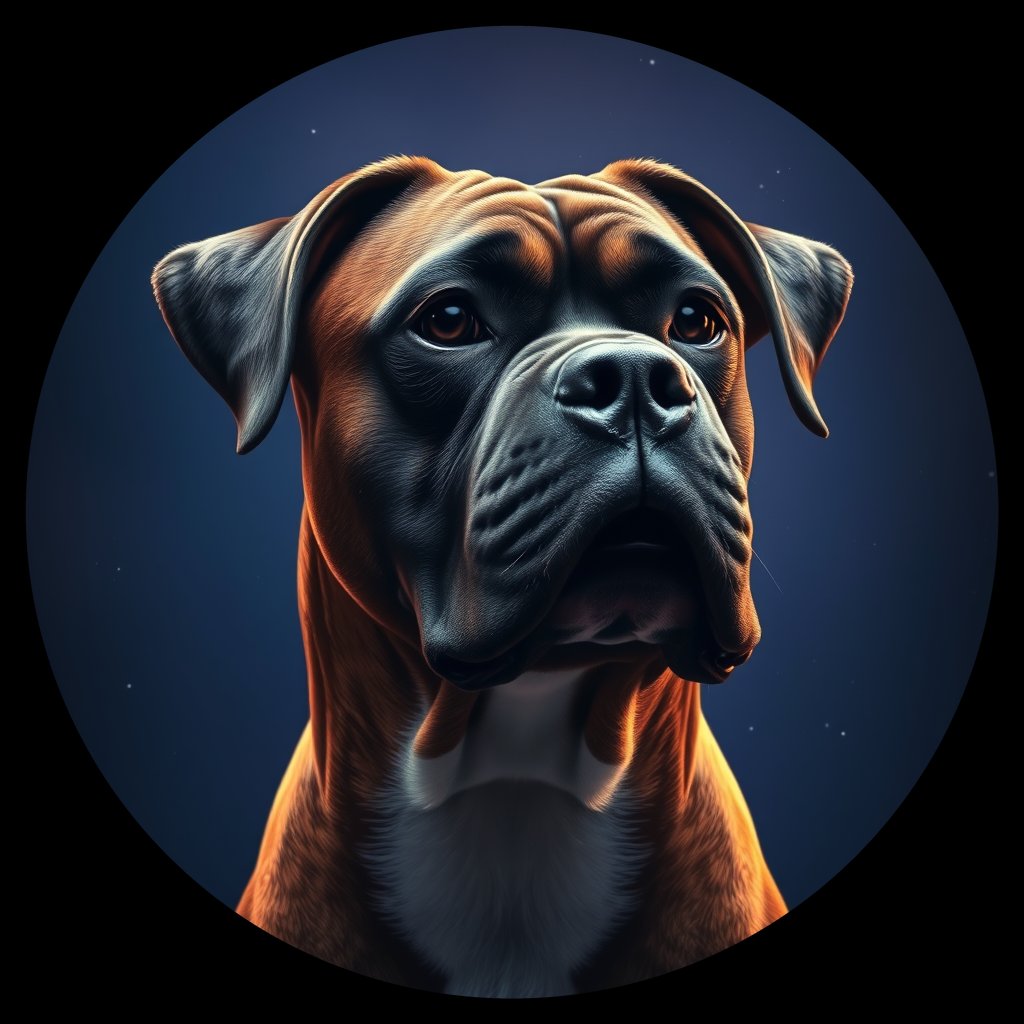 Cosmic medallion portrait of F2-B20-FEMALE-1219_F2-B20-FEMALE-1219, a Boxer