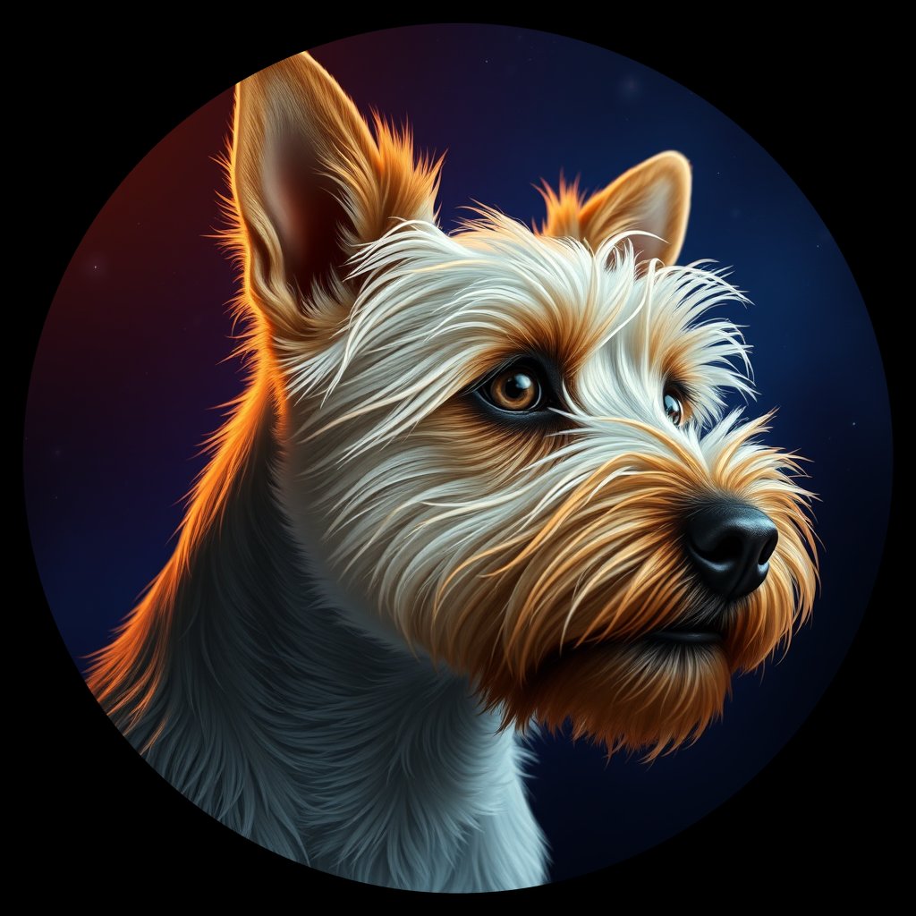 Cosmic medallion portrait of F3-Macho-CT_F3-Macho-CT, a Cairn Terrier