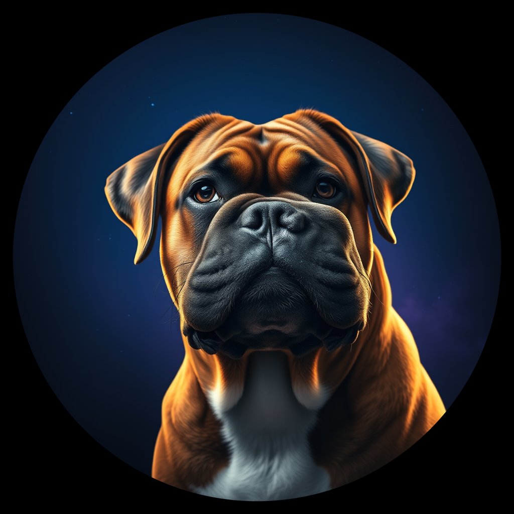 Cosmic medallion portrait of F4-HUC28-MALE-6147_F4-HUC28-MALE-6147, a Boxer
