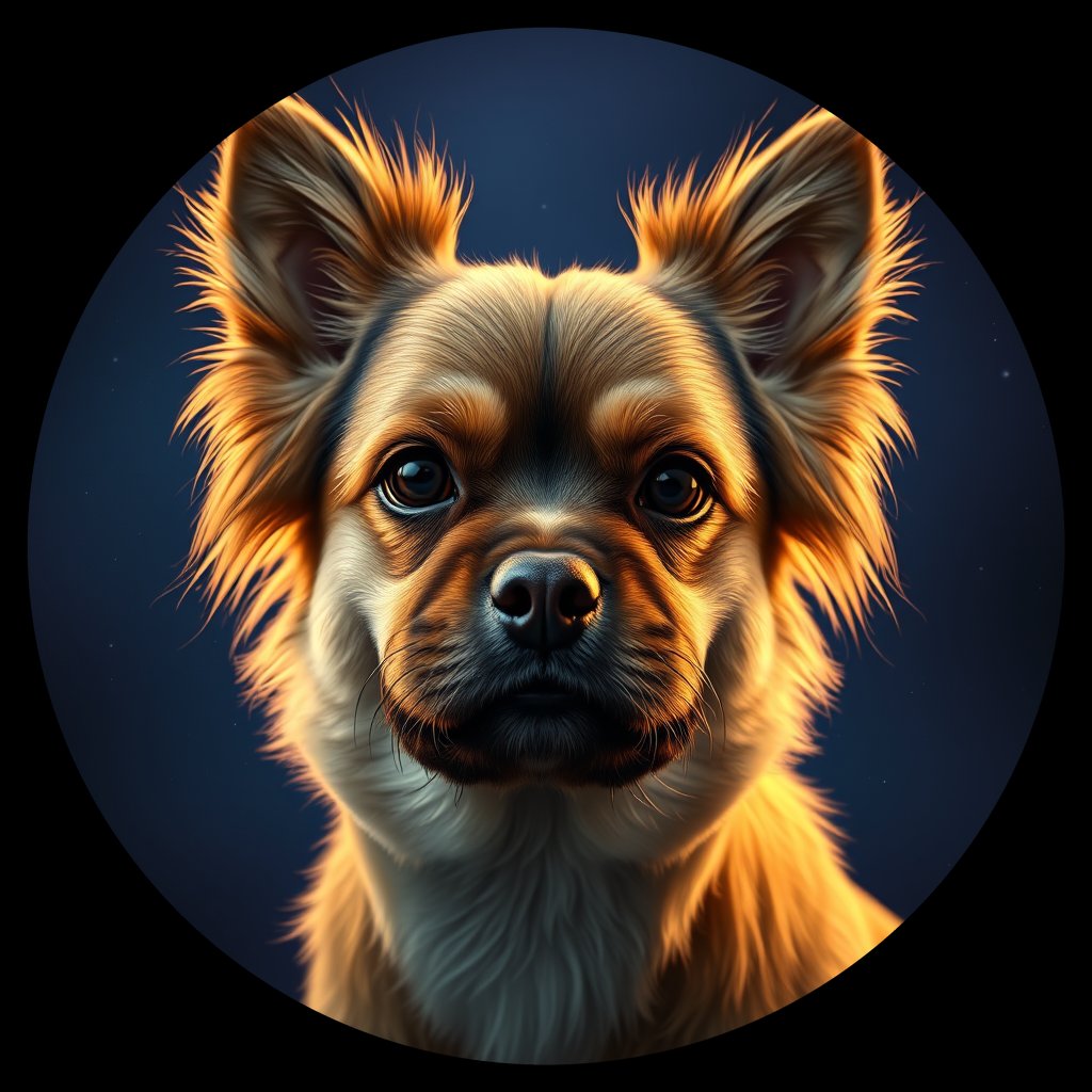 Cosmic medallion portrait of F6-Ruthie-Herman-TS_F6-Ruthie-Herman-TS, a Tibetan Spaniel