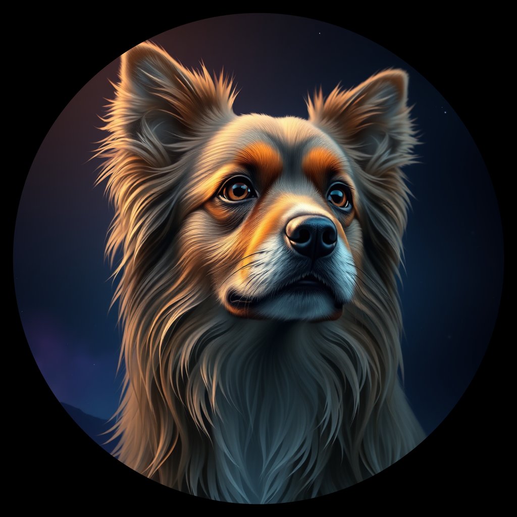 Cosmic medallion portrait of F7-PT-TS_F7-PT-TS, a Tibetan Spaniel