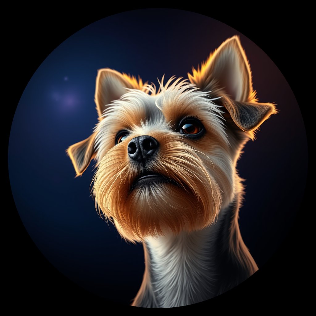Cosmic medallion portrait of F8-Precious-Bennet-YT_F8-Precious-Bennet-YT, a Yorkshire Terrier