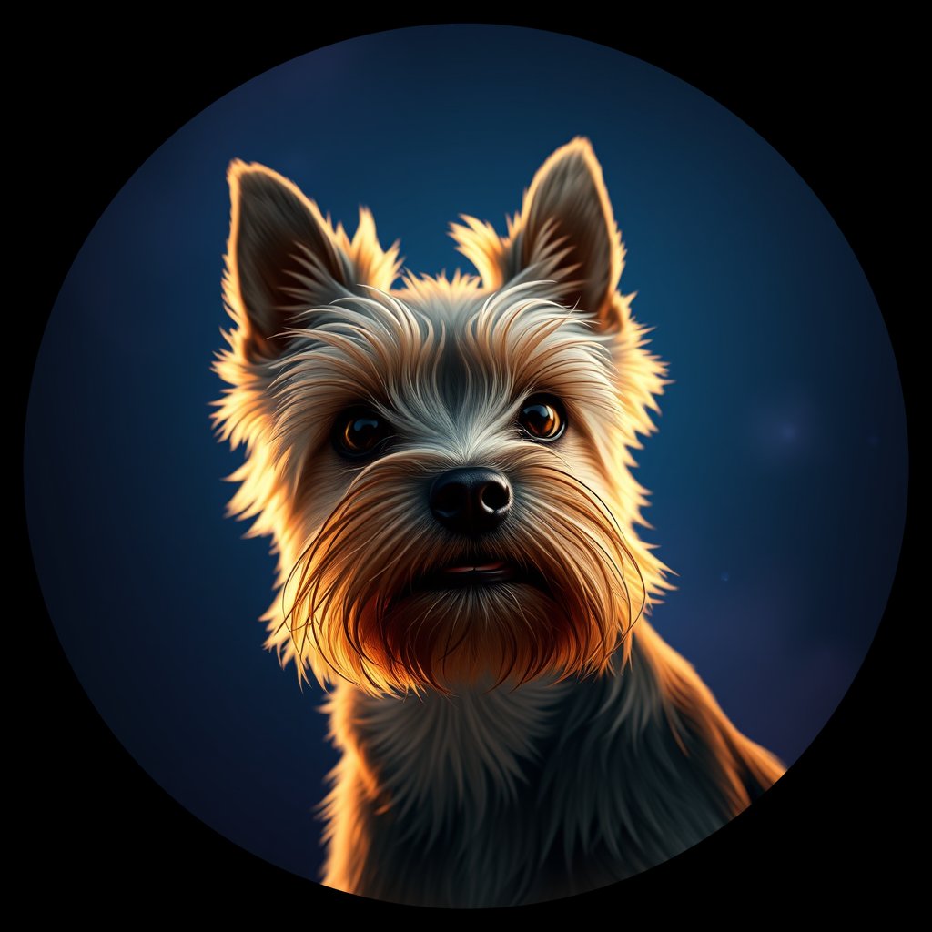 Cosmic medallion portrait of F9-Mr-Big-Mileur-YT_F9-Mr-Big-Mileur-YT, a Yorkshire Terrier