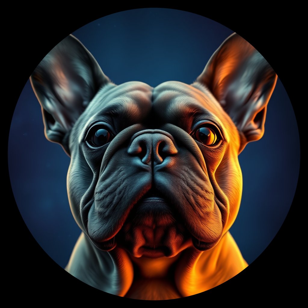 Cosmic medallion portrait of FBD_26569_FBD_26569, a French Bulldog
