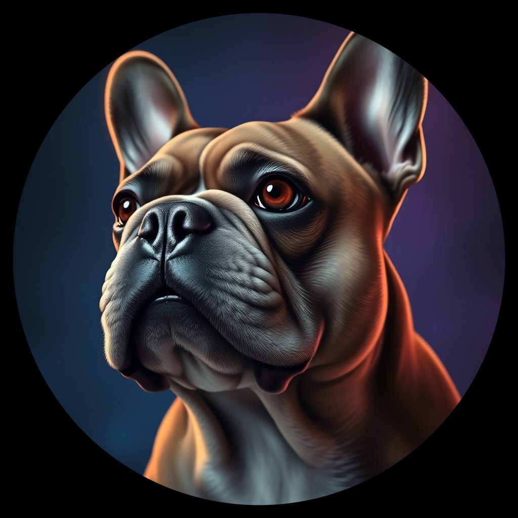 Cosmic medallion portrait of FBUL_FBUL_07304, a French Bulldog
