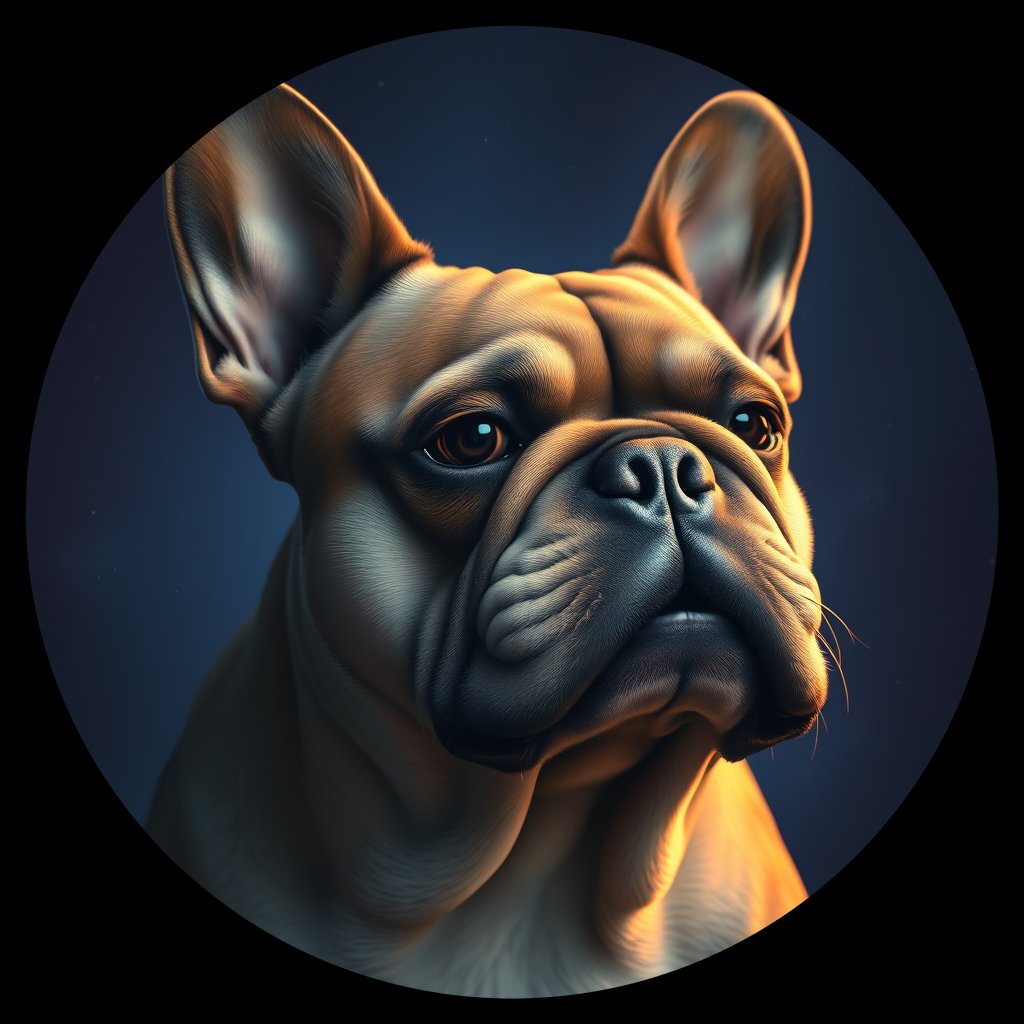 Cosmic medallion portrait of FBUL_FBUL_13145, a French Bulldog