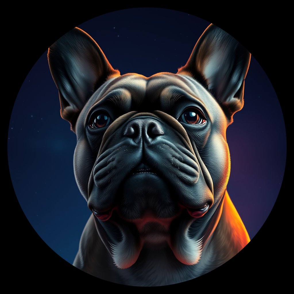 Cosmic medallion portrait of FBUL_FBUL_14473, a French Bulldog