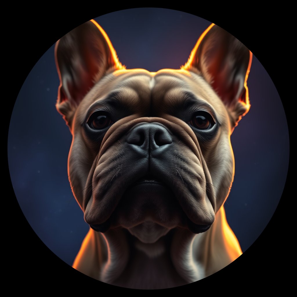 Cosmic medallion portrait of FBUL_FBUL_14477, a French Bulldog