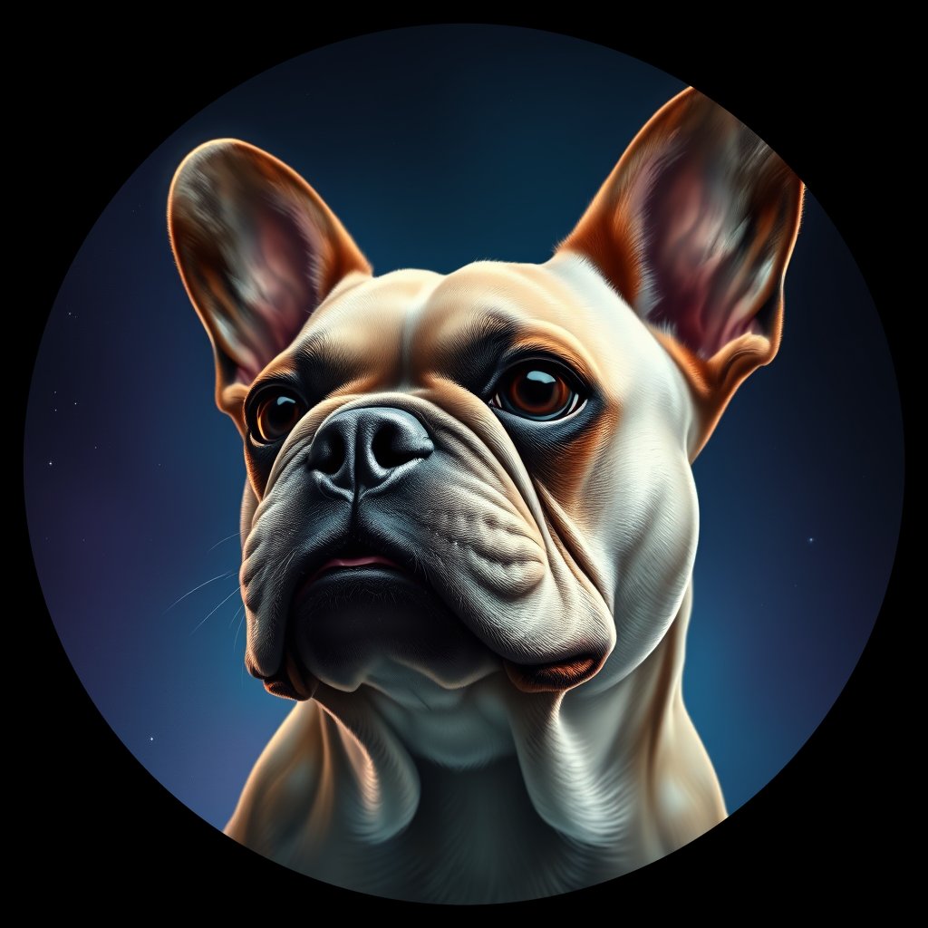 Cosmic medallion portrait of FBUL_FBUL_16073, a French Bulldog