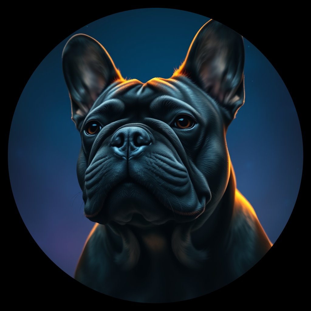Cosmic medallion portrait of FBUL_FBUL_28500, a French Bulldog