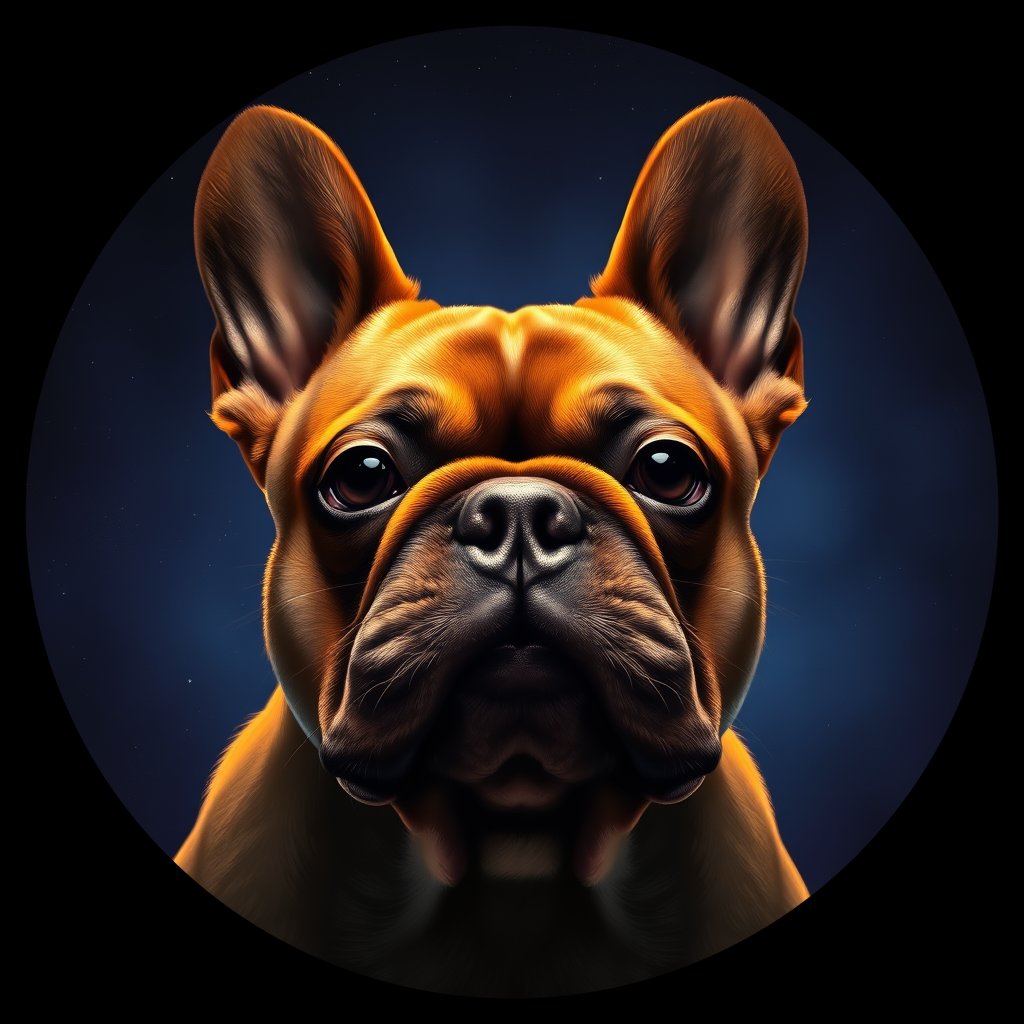 Cosmic medallion portrait of FB_32192_FB_32192, a French Bulldog
