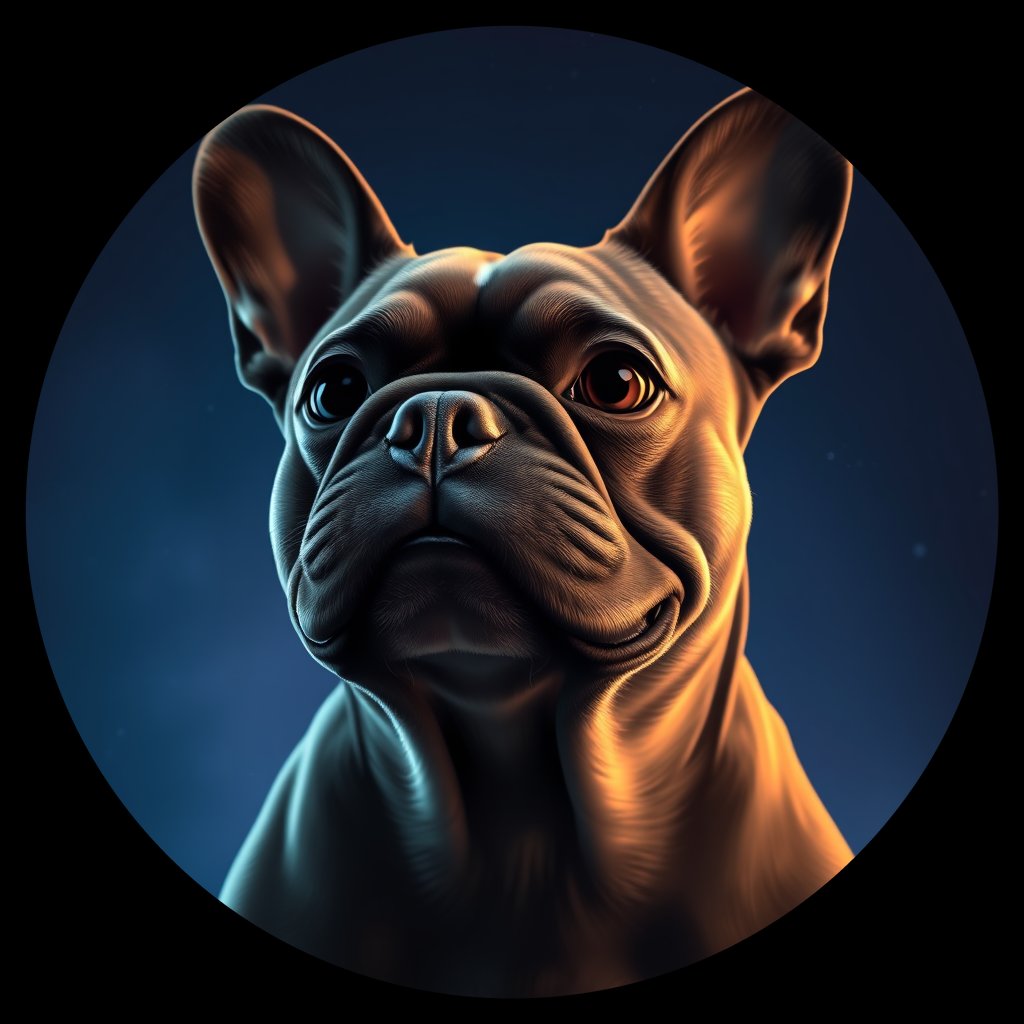 Cosmic medallion portrait of FB_32195_FB_32195, a French Bulldog