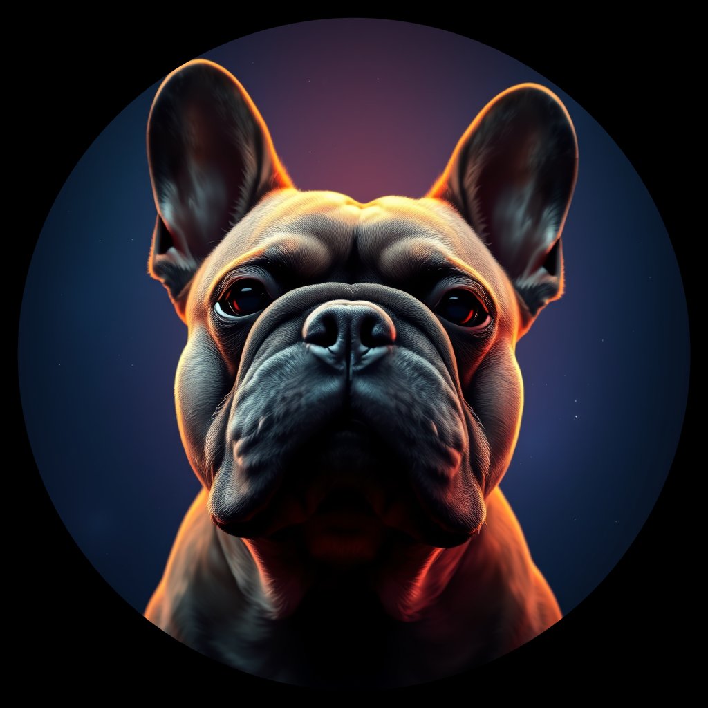 Cosmic medallion portrait of FB_32199_FB_32199, a French Bulldog