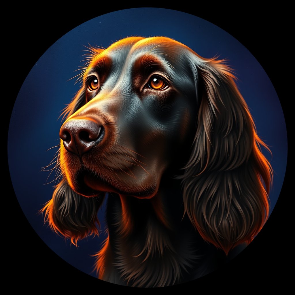 Cosmic medallion portrait of FIEL_FIEL_27191, a Field Spaniel