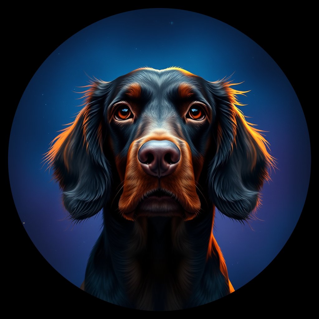 Cosmic medallion portrait of FIEL_FIEL_27194, a Field Spaniel