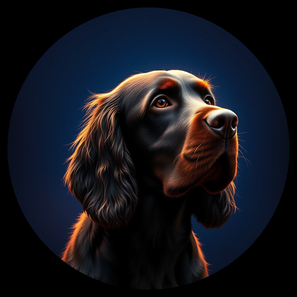 Cosmic medallion portrait of FIEL_FIEL_28377, a Field Spaniel