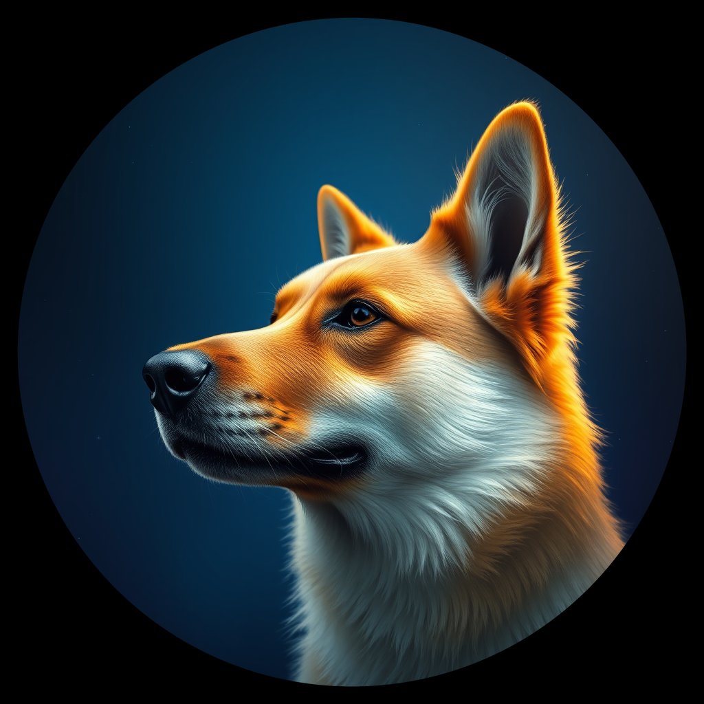 Cosmic medallion portrait of FINS_FSp_0GT187, a Finnish Spitz