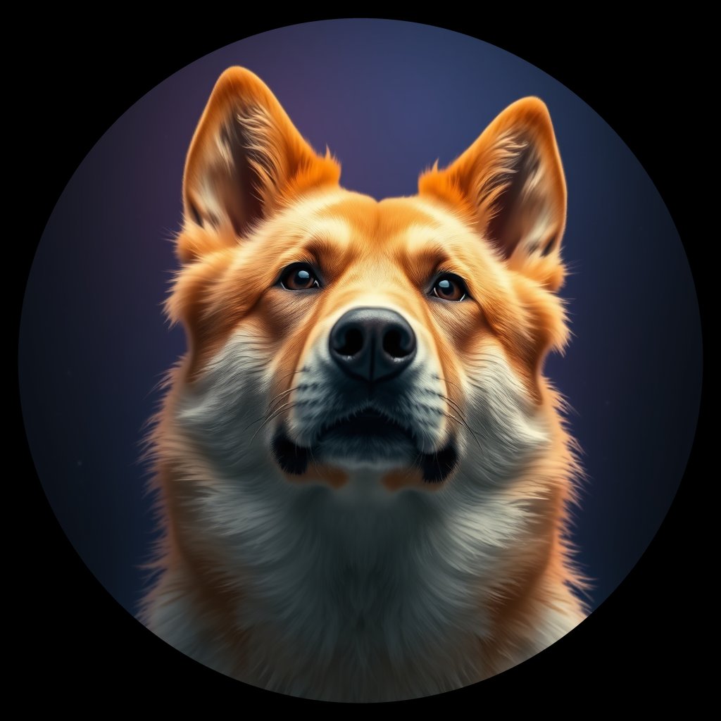 Cosmic medallion portrait of FINS_FSp_0GT191, a Finnish Spitz