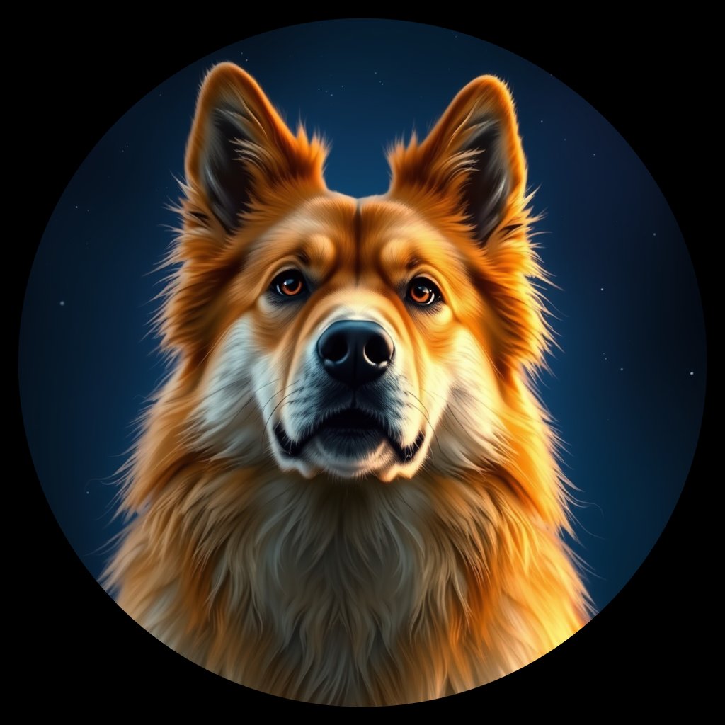 Cosmic medallion portrait of FINS_FSp_0GT192, a Finnish Spitz