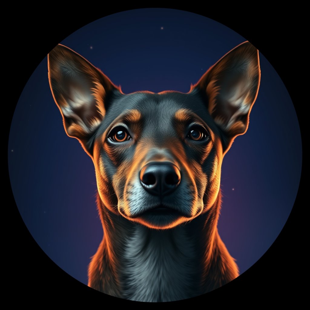 Cosmic medallion portrait of FJ53_FJ53, a Village Dog Fiji Viti Levu