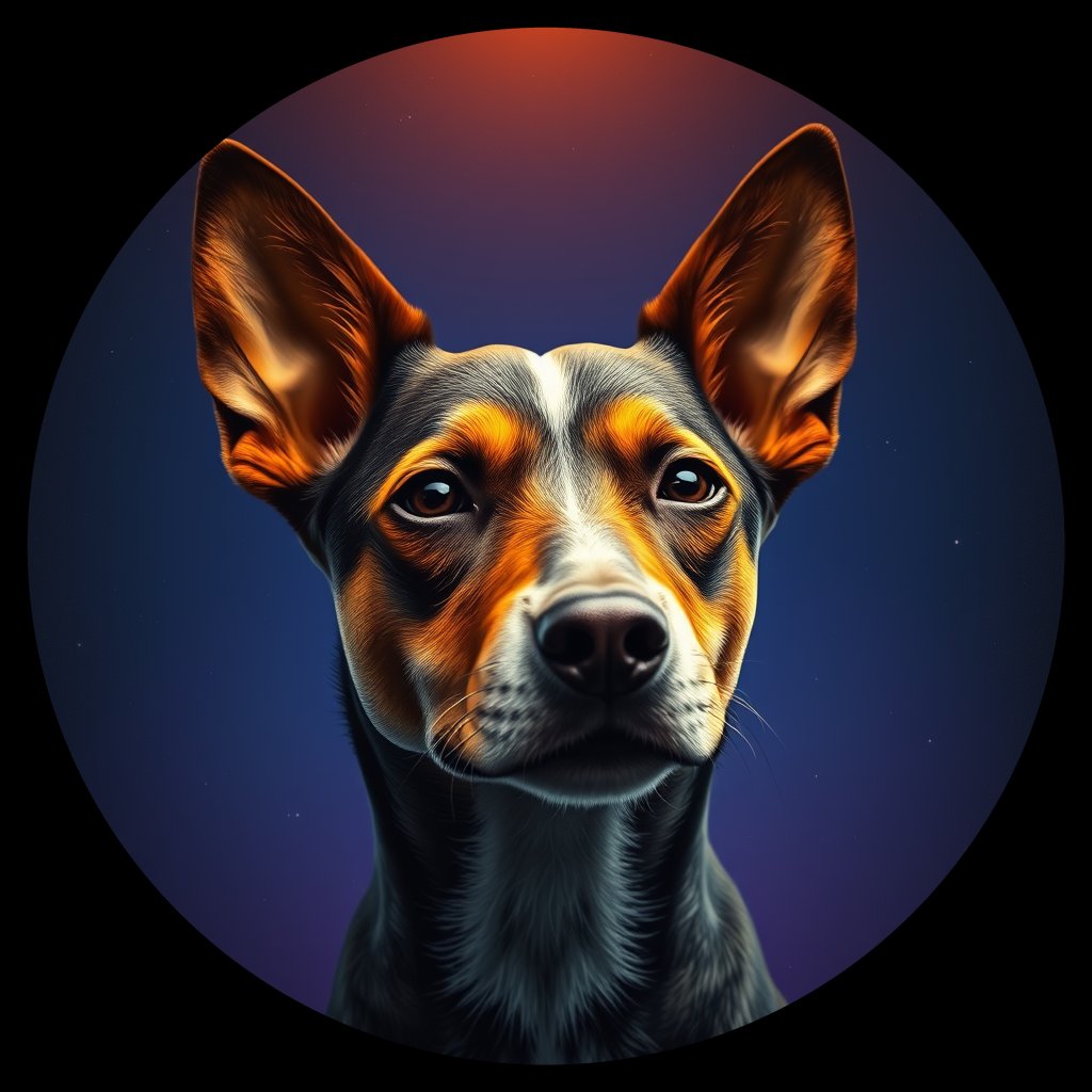 Cosmic medallion portrait of FJ58_FJ58, a Village Dog Fiji Viti Levu