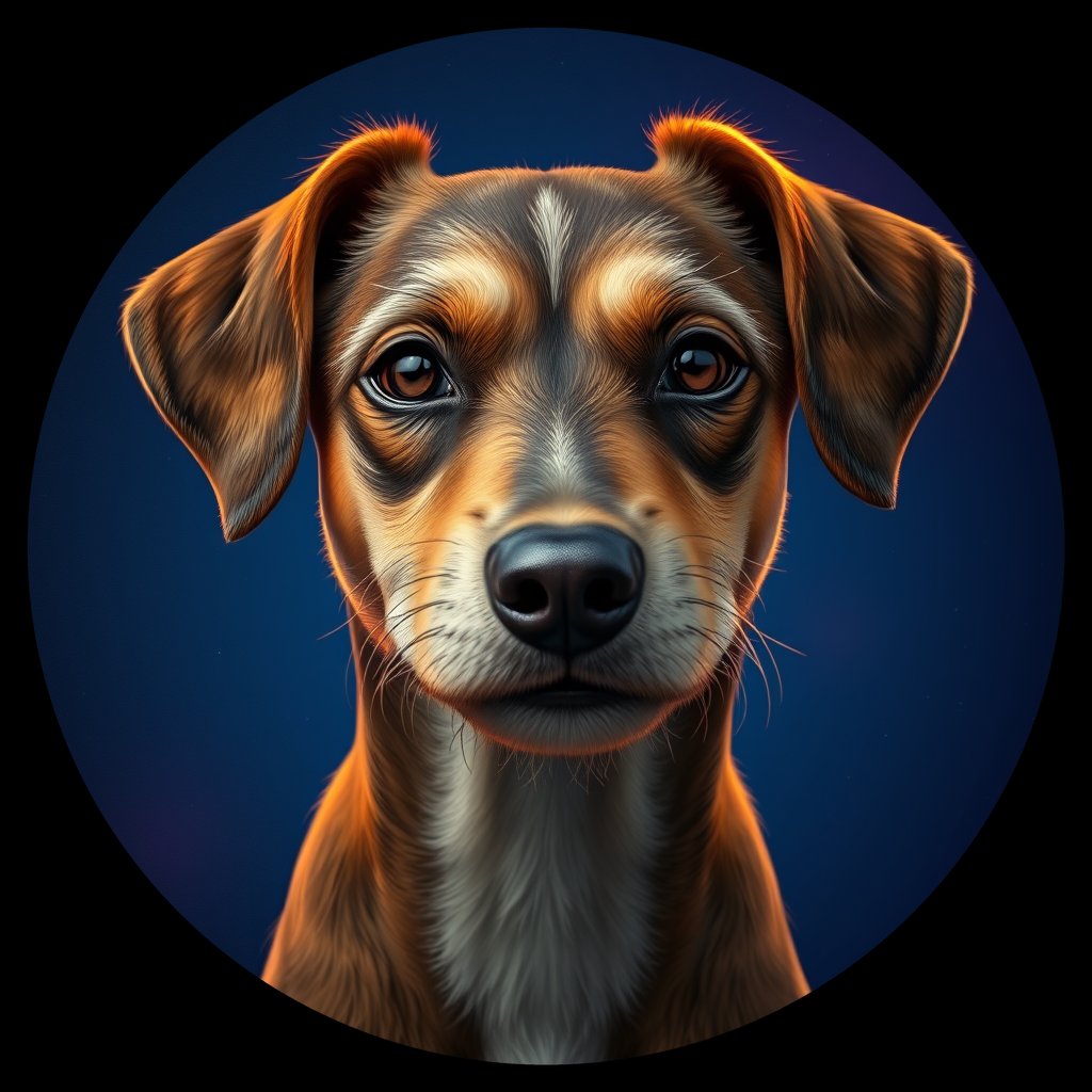 Cosmic medallion portrait of FJ87_FJ87, a Village Dog Fiji Kadavu
