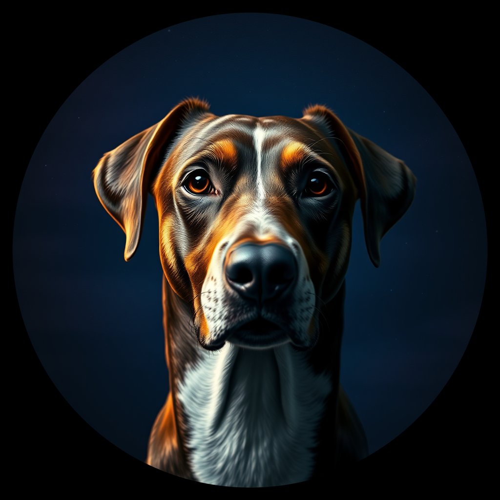 Cosmic medallion portrait of FOXH_FOXH_23074, a Foxhound