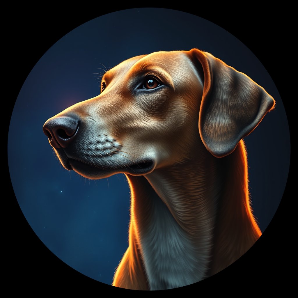 Cosmic medallion portrait of FOXH_FOXH_23075, a Foxhound
