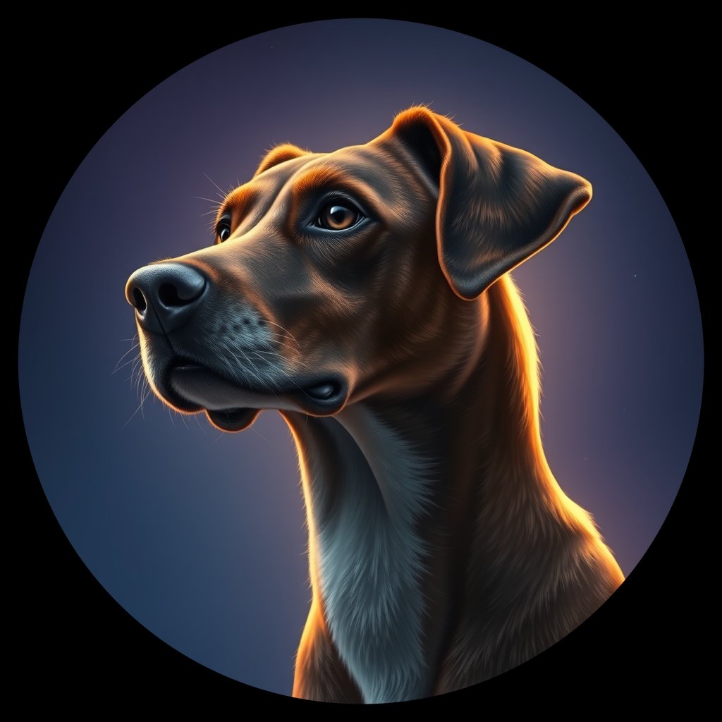 Cosmic medallion portrait of FOXH_FOXH_23077, a Foxhound