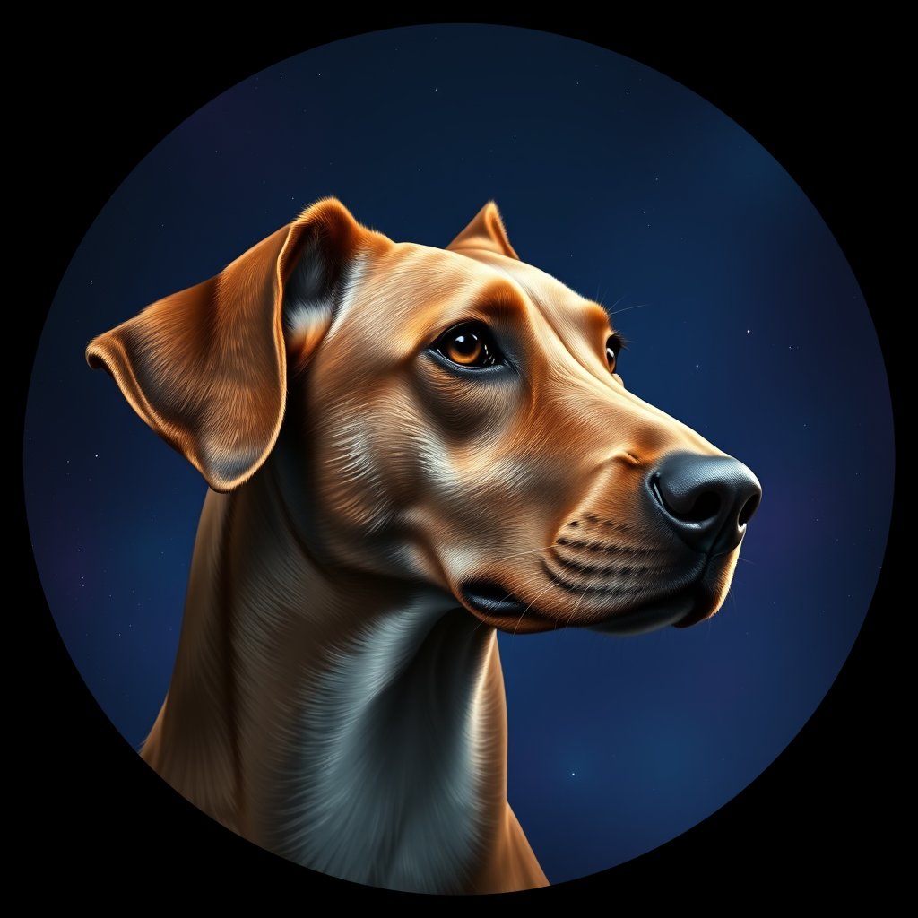 Cosmic medallion portrait of FOXH_FOXH_23078, a Foxhound