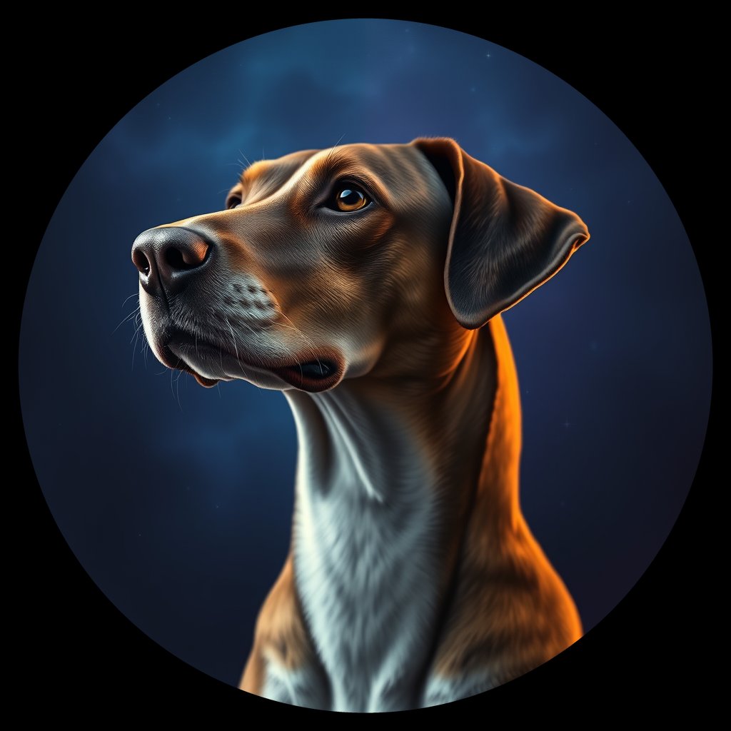 Cosmic medallion portrait of FOXH_FOXH_23096, a Foxhound