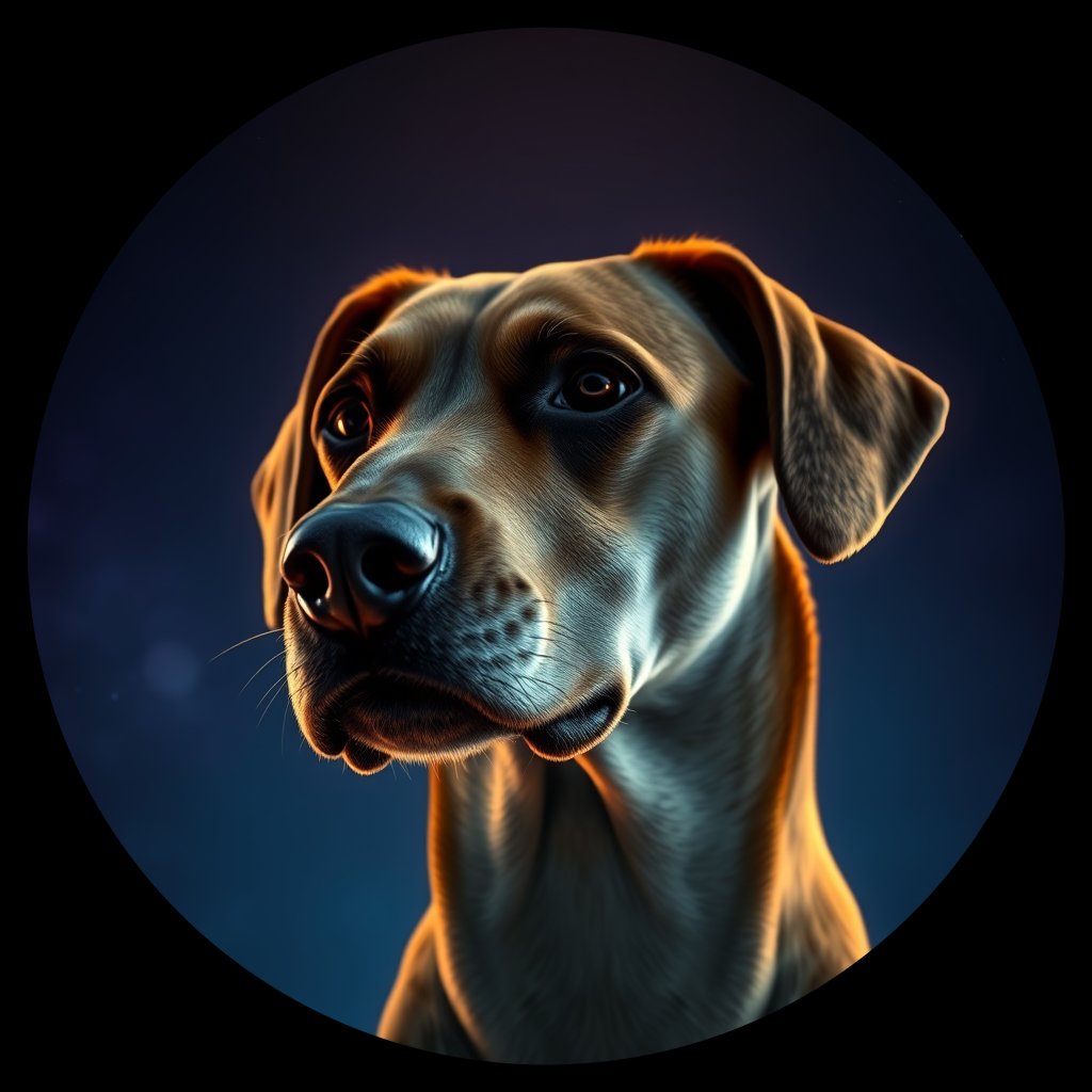 Cosmic medallion portrait of FOXH_FOXH_23110, a Foxhound