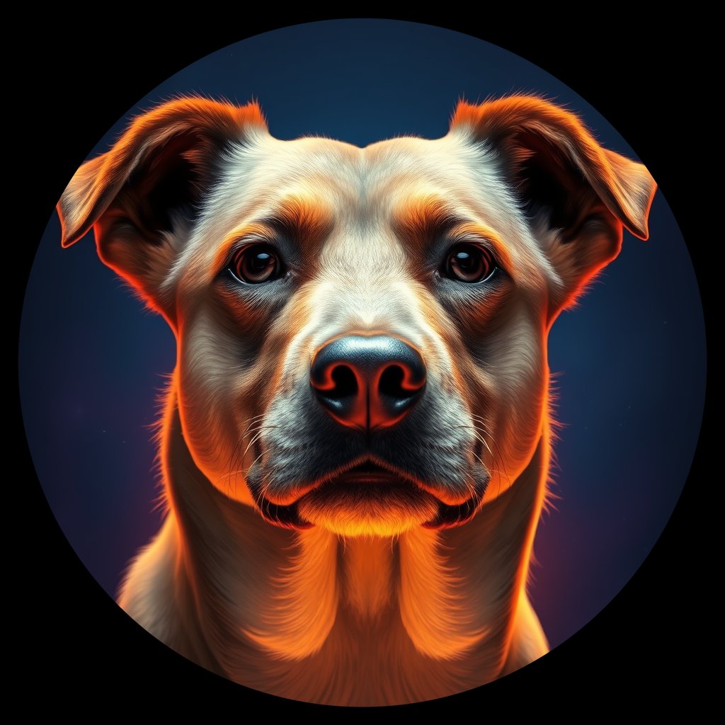 Cosmic medallion portrait of FP04_FP04, a Village Dog French Polynesia Society Islands Moorea