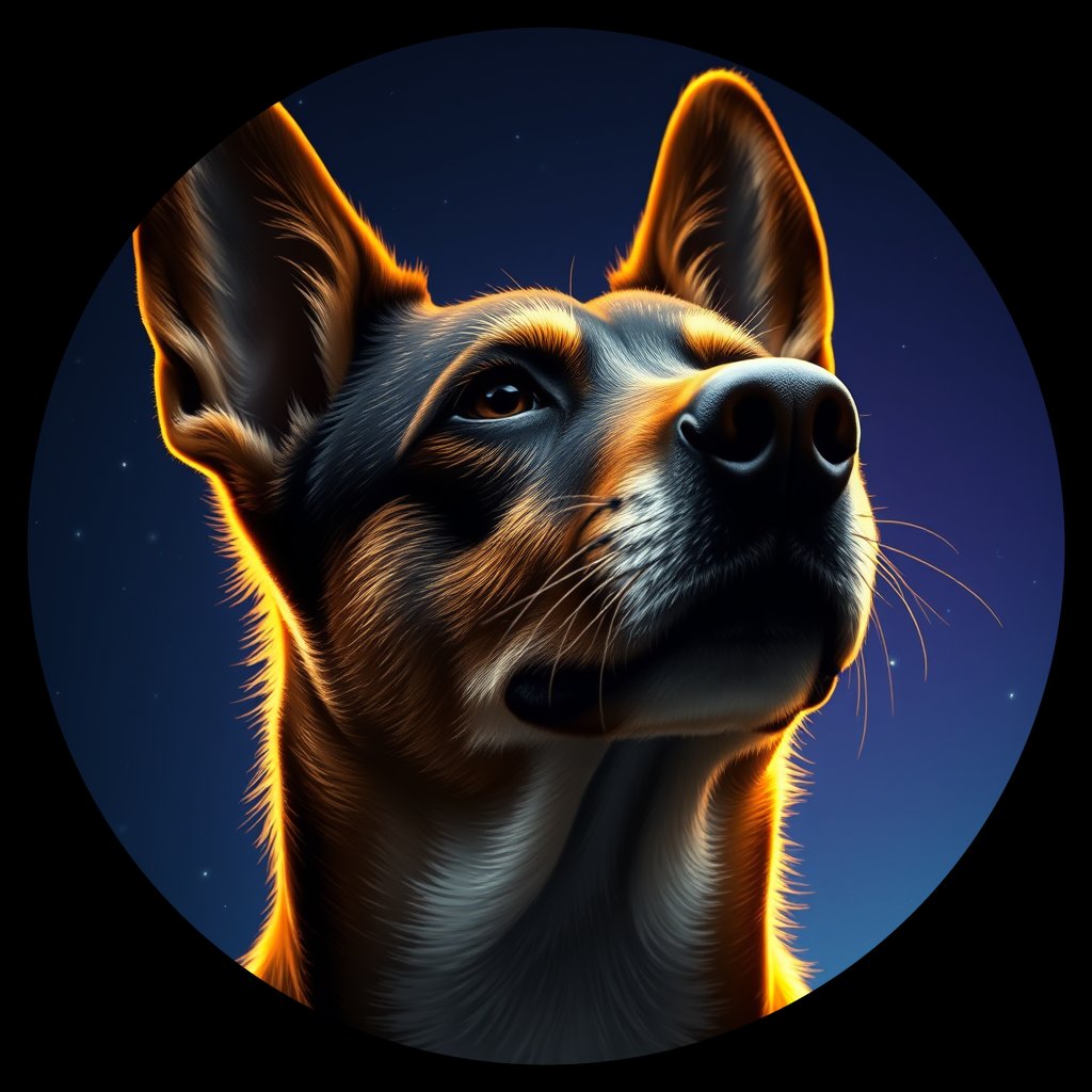 Cosmic medallion portrait of FP15_FP15, a Village Dog French Polynesia Society Islands Raiatea